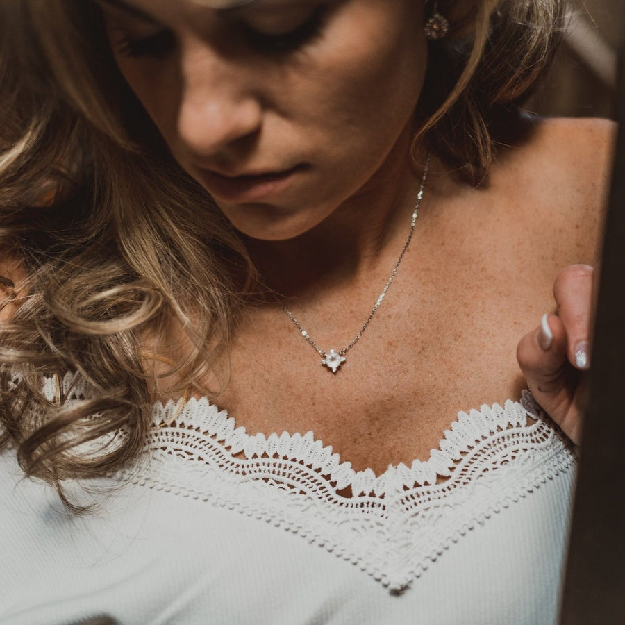 Collier Quartz rose argent Aimée