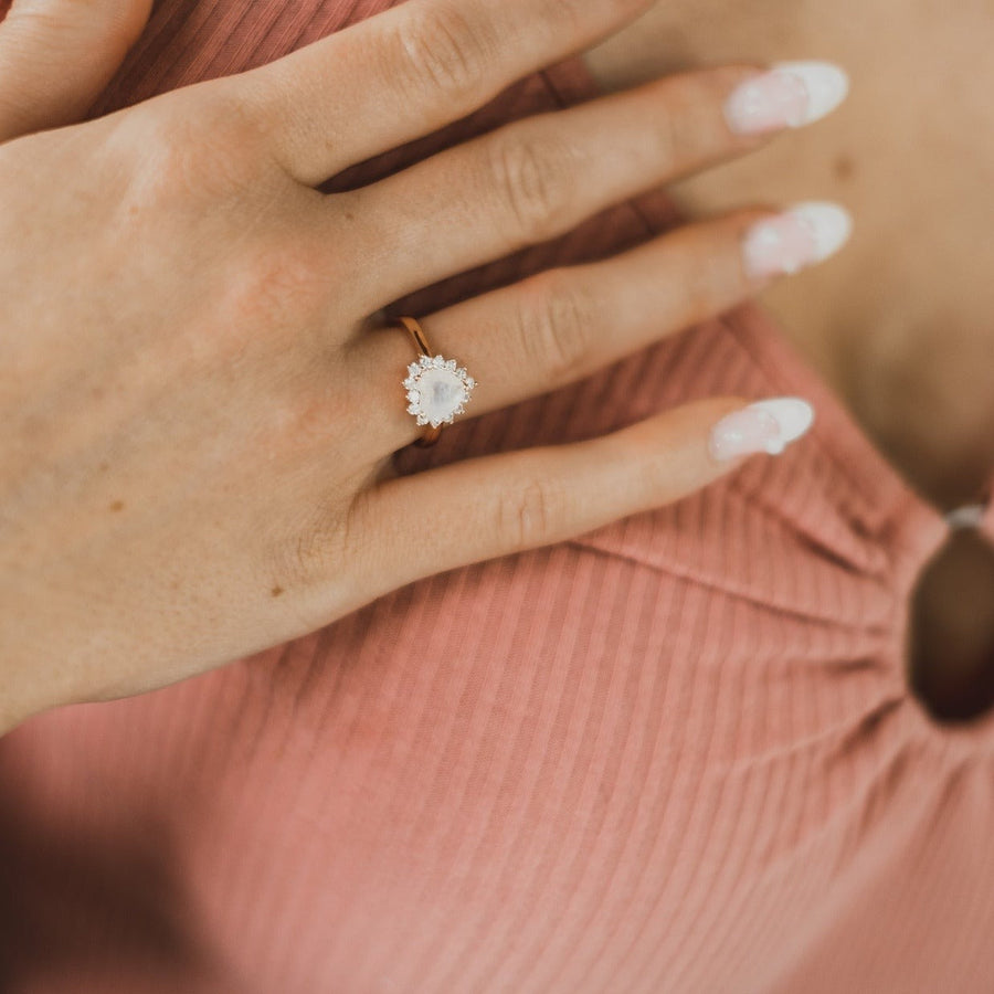 Bague Pierre de lune or rose Valentine