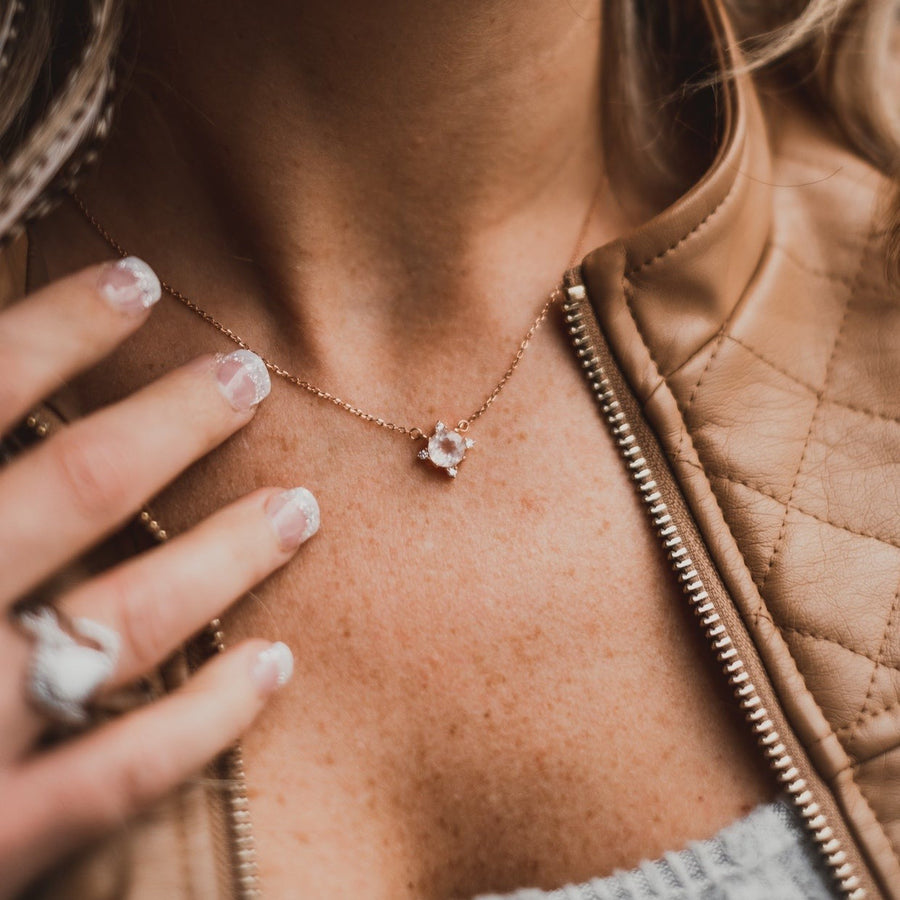 Collier Quartz rose or rose Aimée