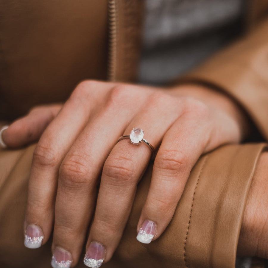 Bague quartz rose argent Élodie