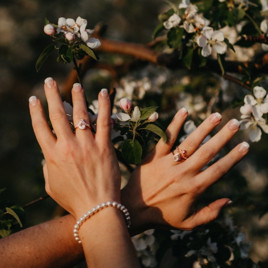 Ensemble de bagues Pierre de lune or rose Juliette