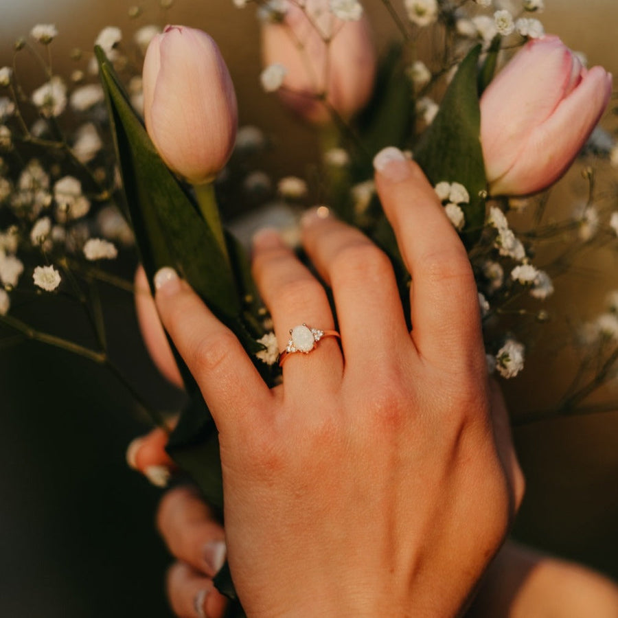 Bague opale or rose Émilie