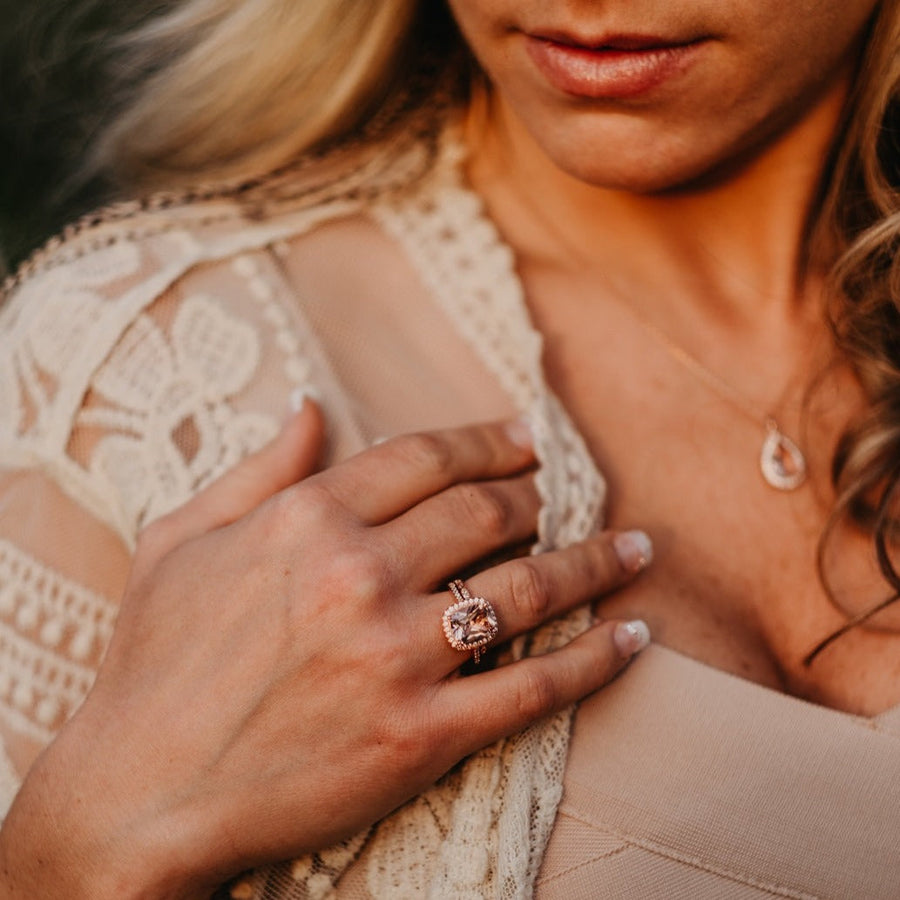 Ensemble de bagues Morganite or rose Julia