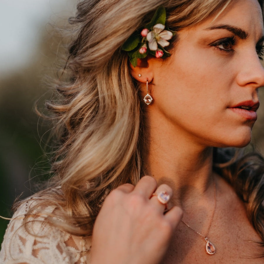 Boucles d'oreilles Morganite or rose Céleste
