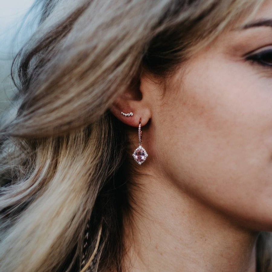 Boucles d'oreilles Morganite or rose Céleste