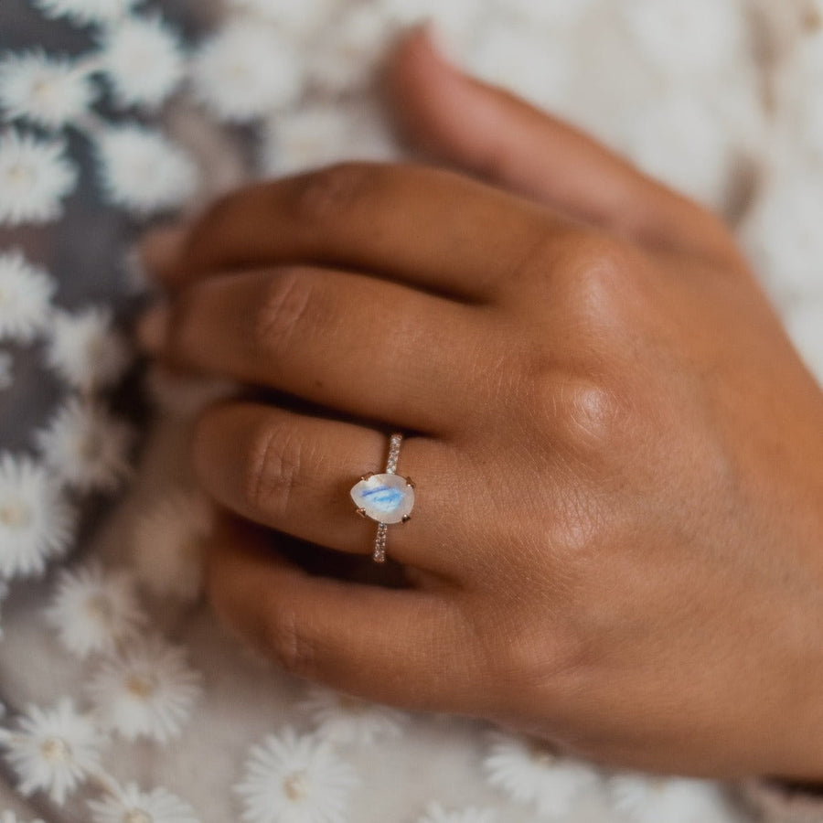 Bague Pierre de lune or rose Eliana