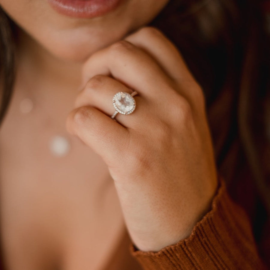 Bague quartz rose or rose Aurélie