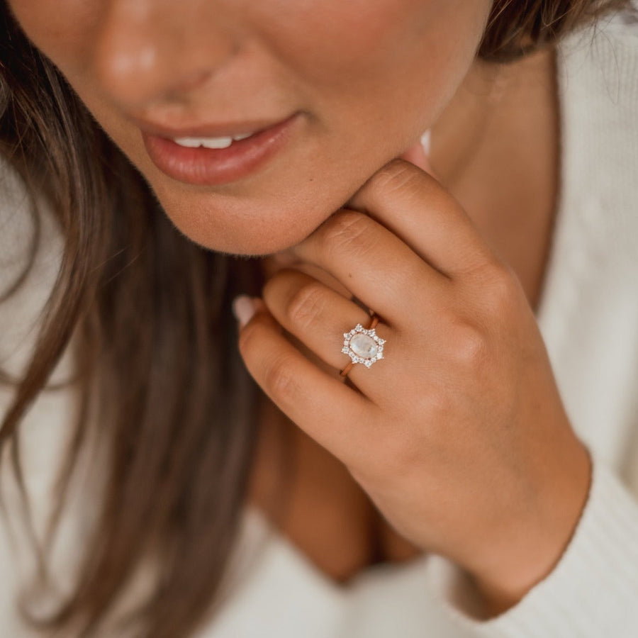 Bague Pierre de lune or rose Léonie