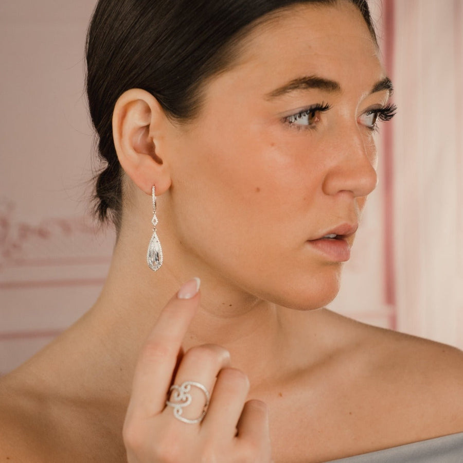 Boucle d'oreille Topaze blanc argent Mélissa