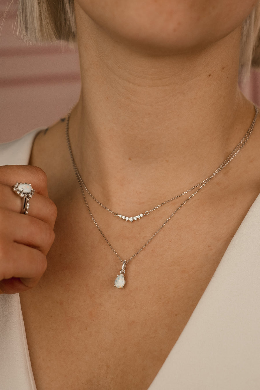 Collier Opale or rose Evelyn