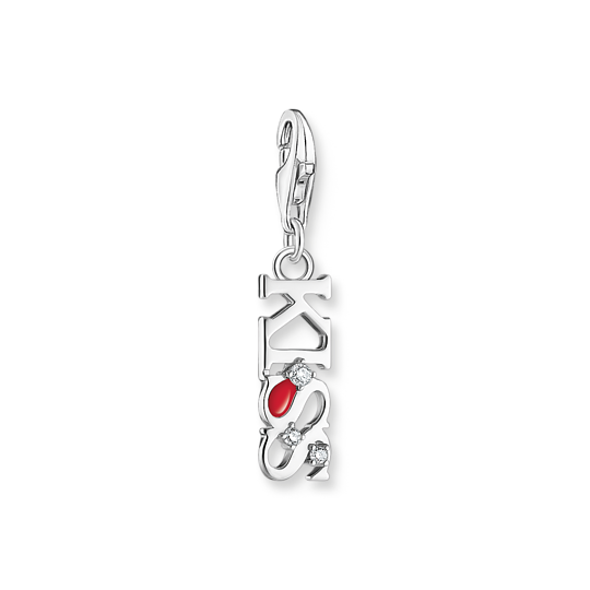 BRELOQUE CHARM KISS EN ARGENT, ORNÉE DE GEMMES BLANCHES