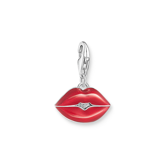 BRELOQUE CHARM EN ARGENT, BOUCHE EN CŒUR ROUGE