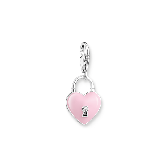 BRELOQUE CHARM EN ARGENT, CADENAS CŒUR ROSE