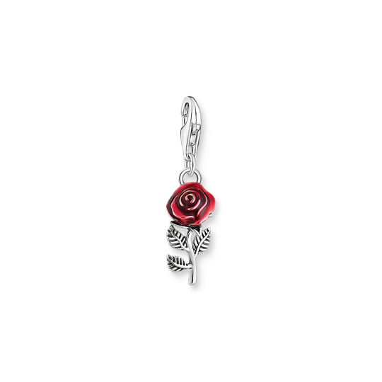 BRELOQUE CHARM EN ARGENT, ROSE ROUGE