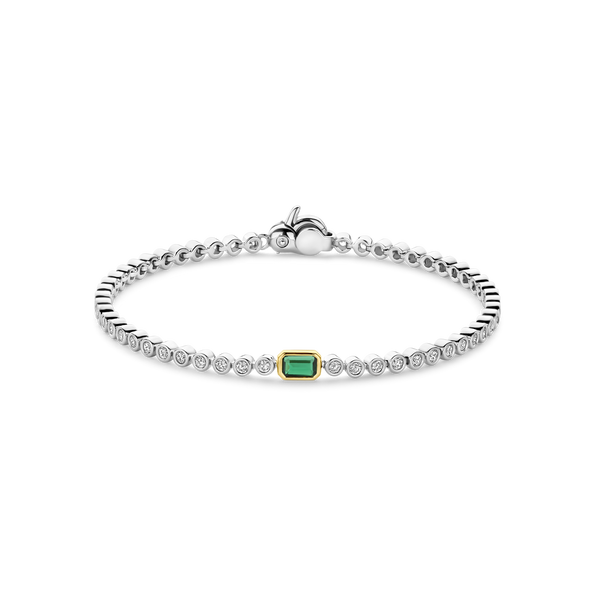 Bracelet Tennis Ti Sento — Bracelet Tennis à pierres taille baguette vert émeraude