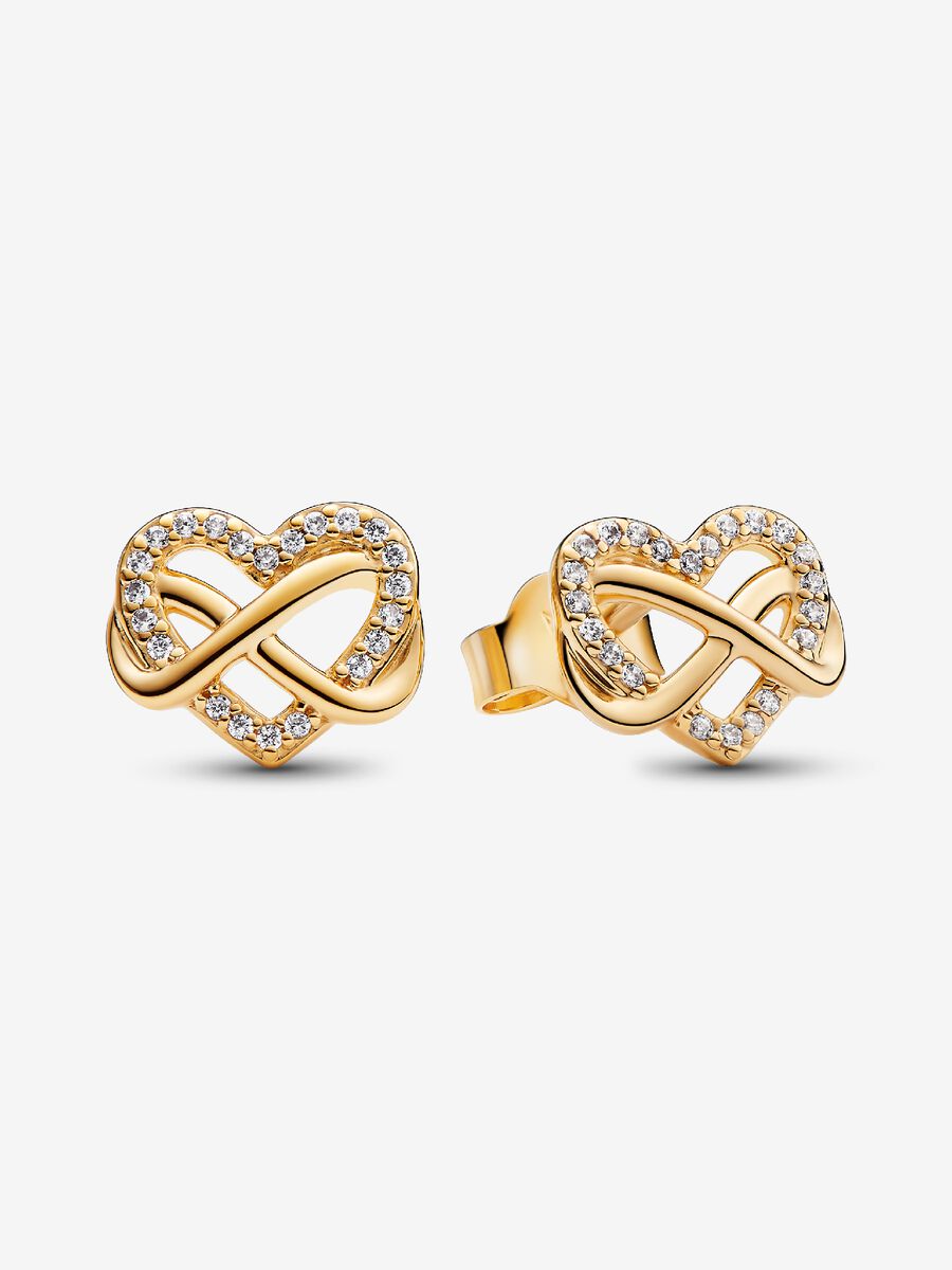 Clous d’oreille scintillants avec cœur et symbole d’infini