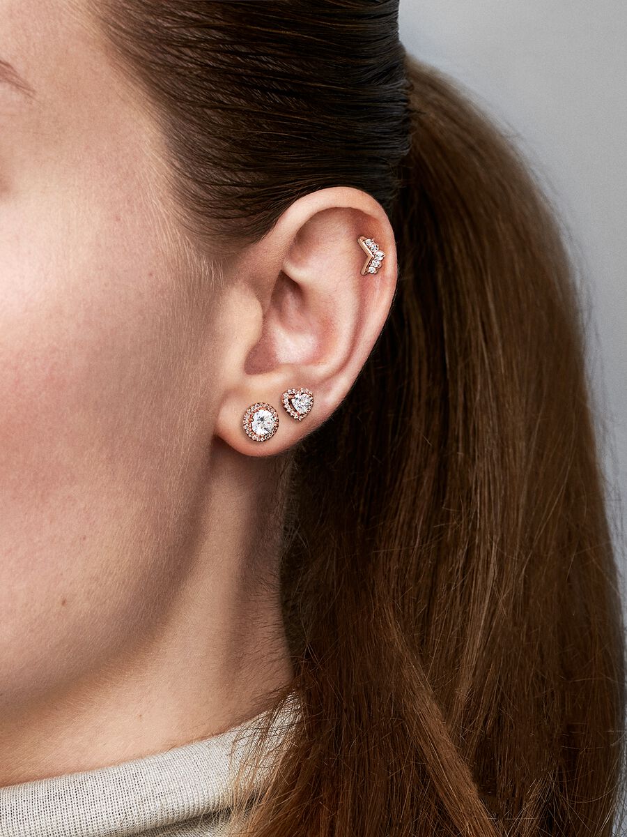 Boutons d’oreilles scintillants Cœur en relief