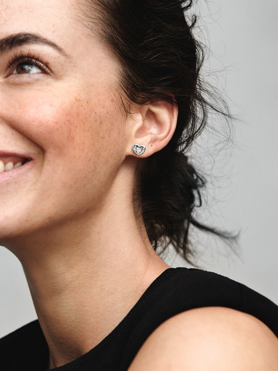 Clous d’oreilles Cœur radieux et pierres flottantes