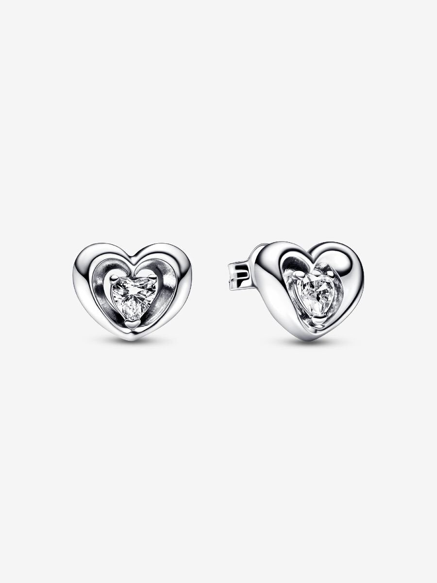 Clous d’oreilles Cœur radieux et pierres flottantes
