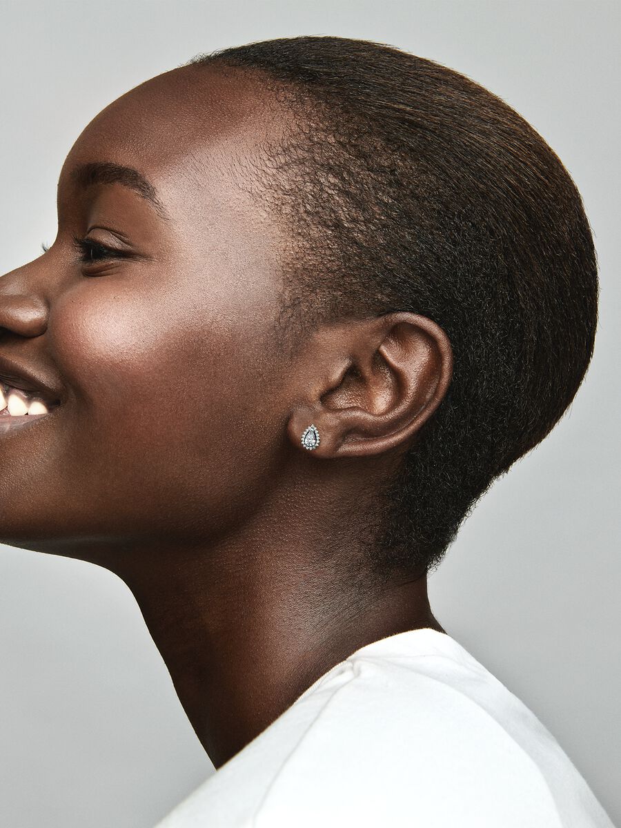 Clous d’oreilles Halo scintillant en forme de poire