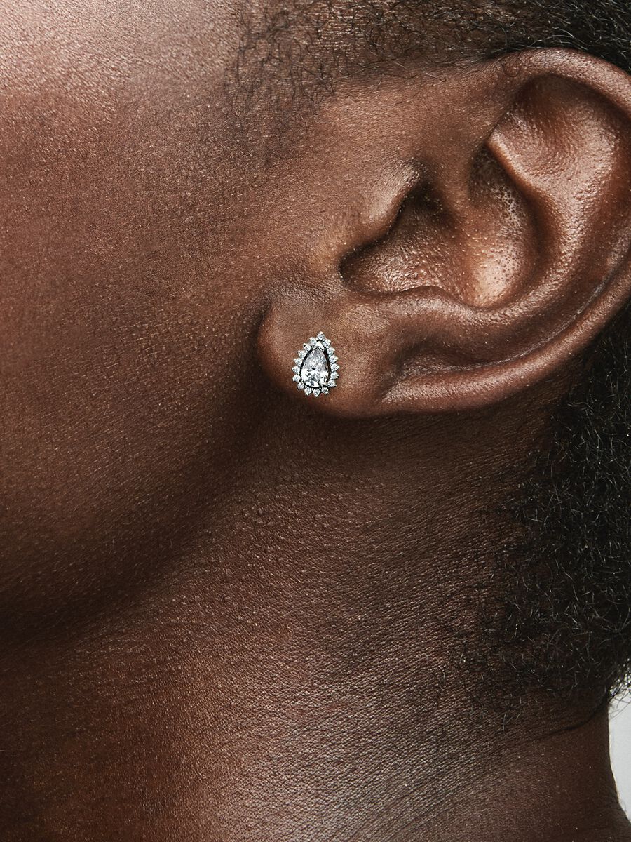 Clous d’oreilles Halo scintillant en forme de poire