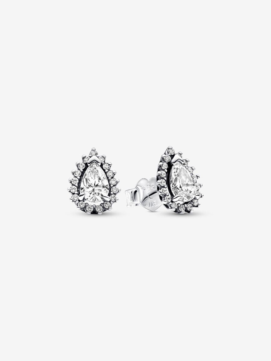 Clous d’oreilles Halo scintillant en forme de poire