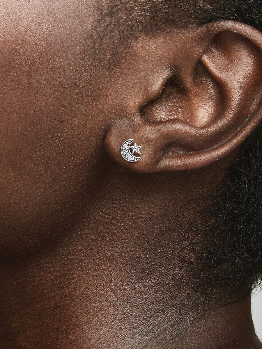 Clous d’oreilles Lune et étoile scintillantes