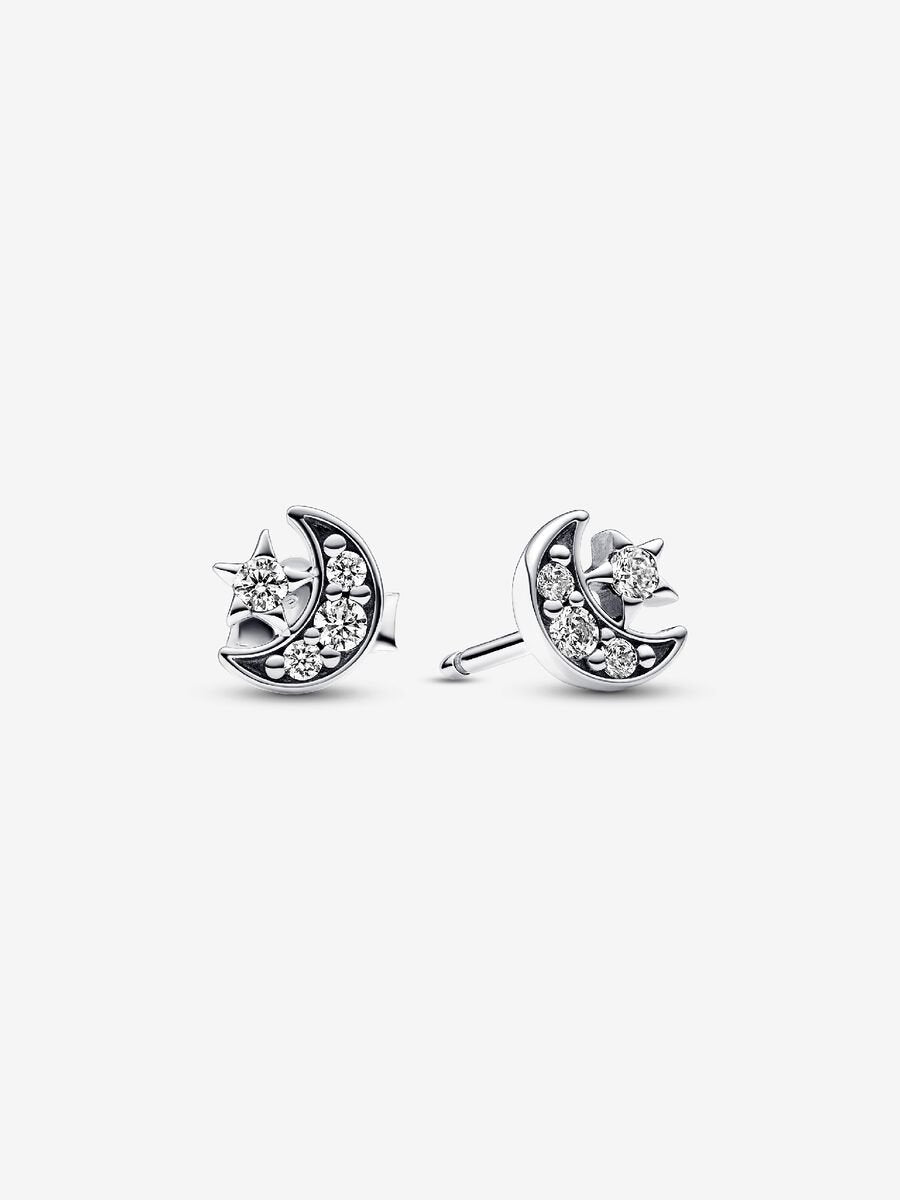 Clous d’oreilles Lune et étoile scintillantes