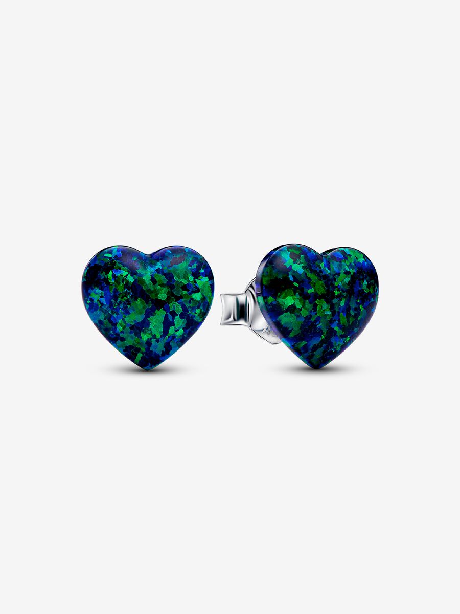 Clous d’oreilles Cœur vert opalescent