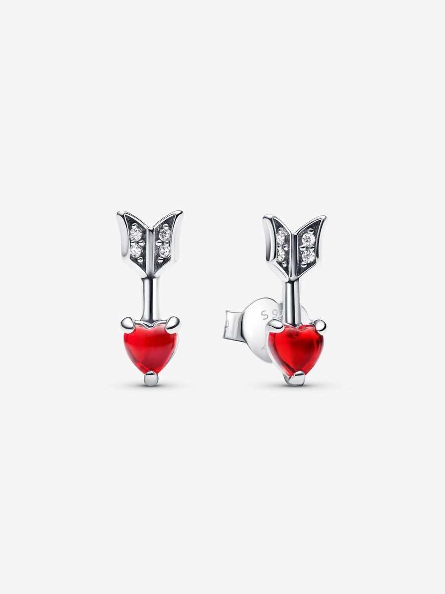 Clous d’oreilles Flèche et cœur en verre de Murano