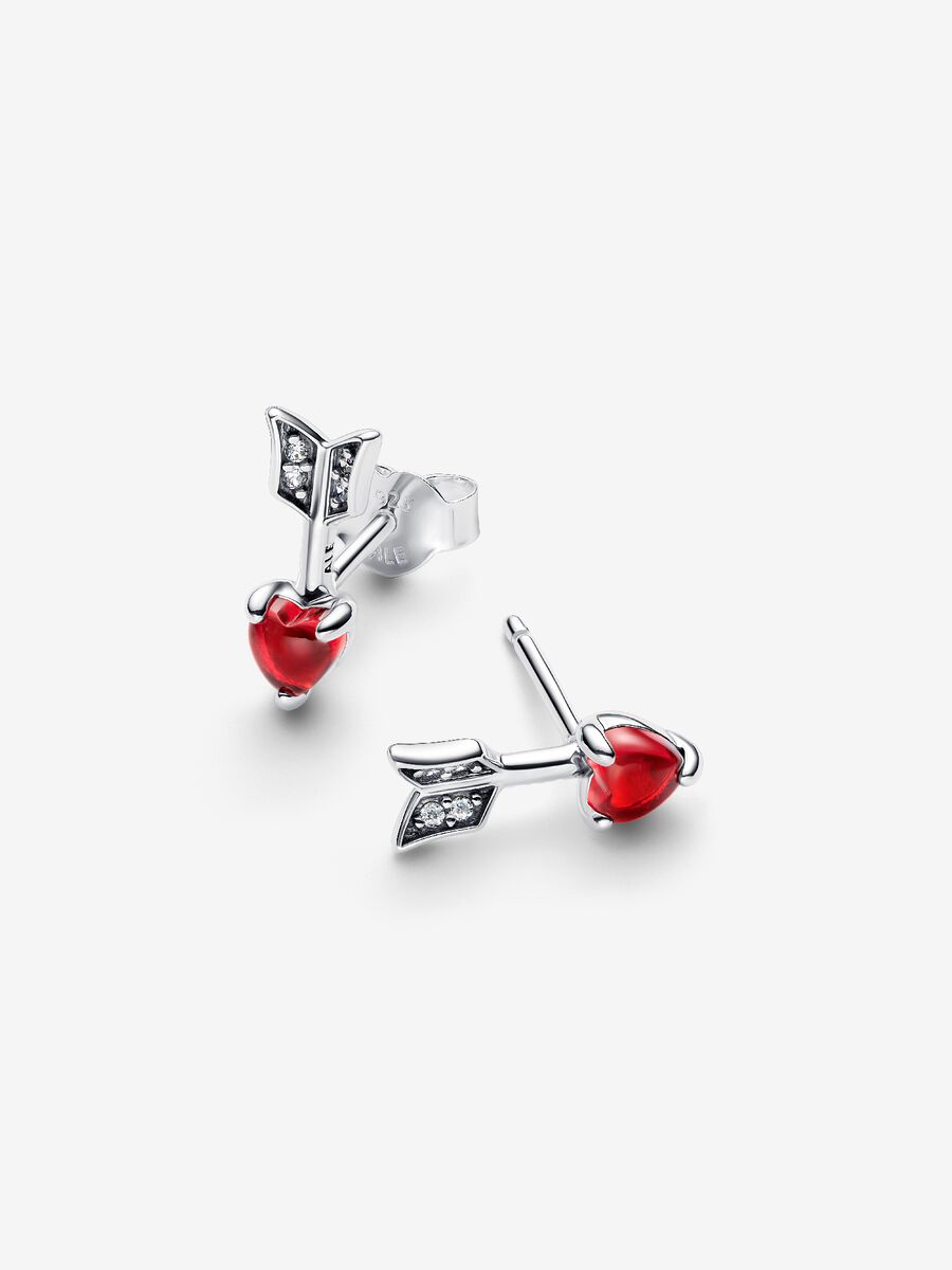 Clous d’oreilles Flèche et cœur en verre de Murano