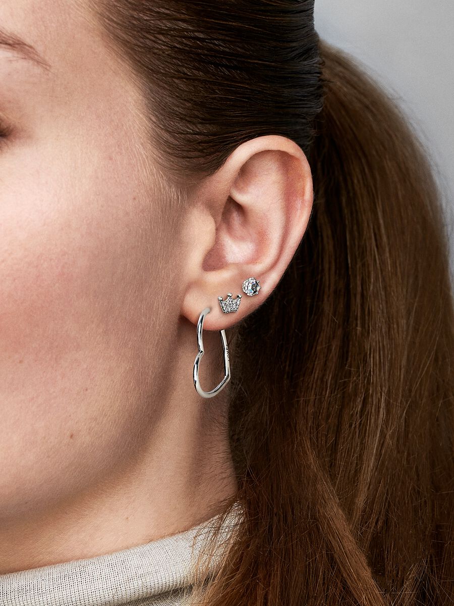 Clous d’oreilles O couronné transparents et scintillants