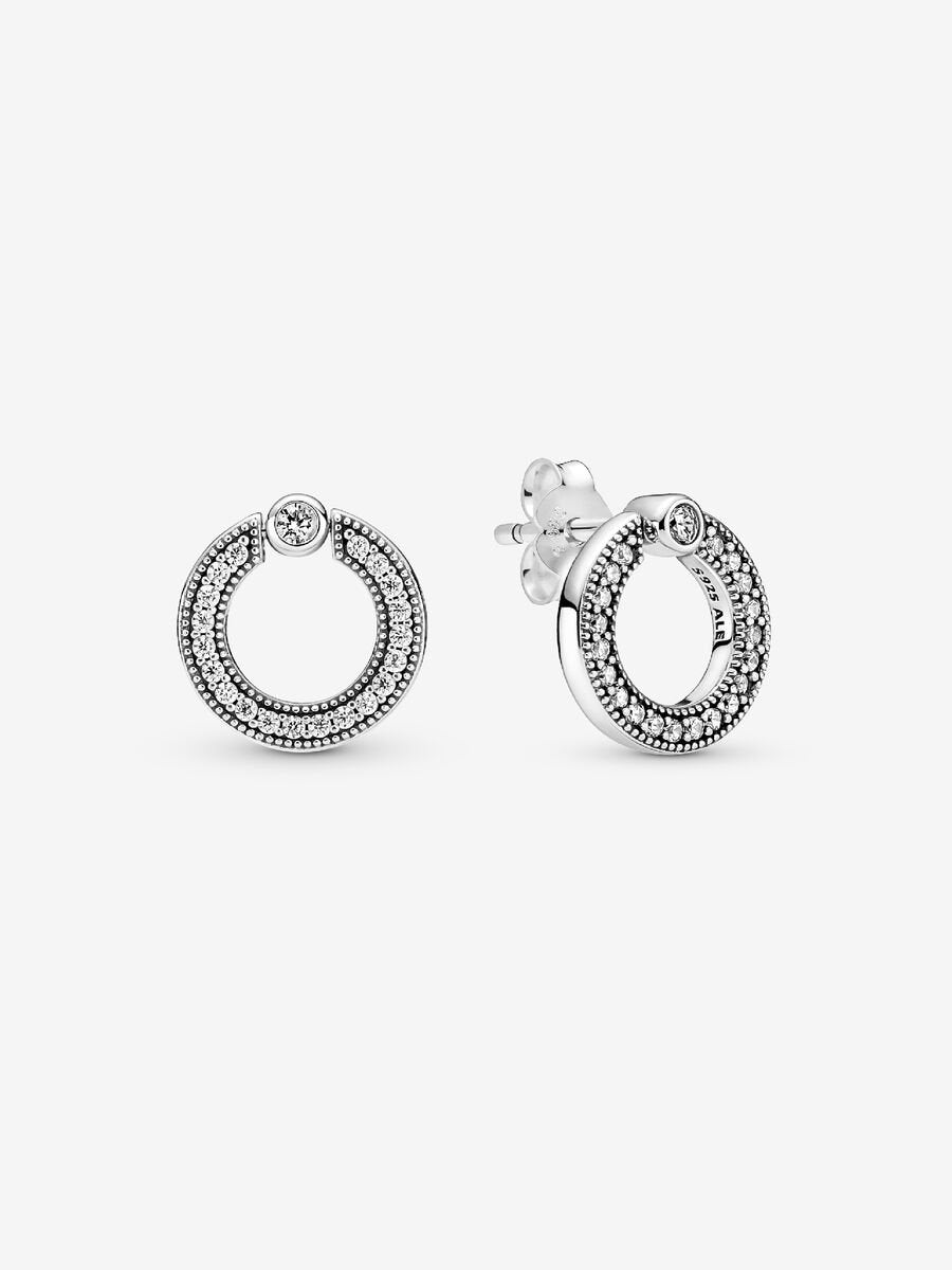 Clous d’oreilles réversibles Cercle, pavé et logo