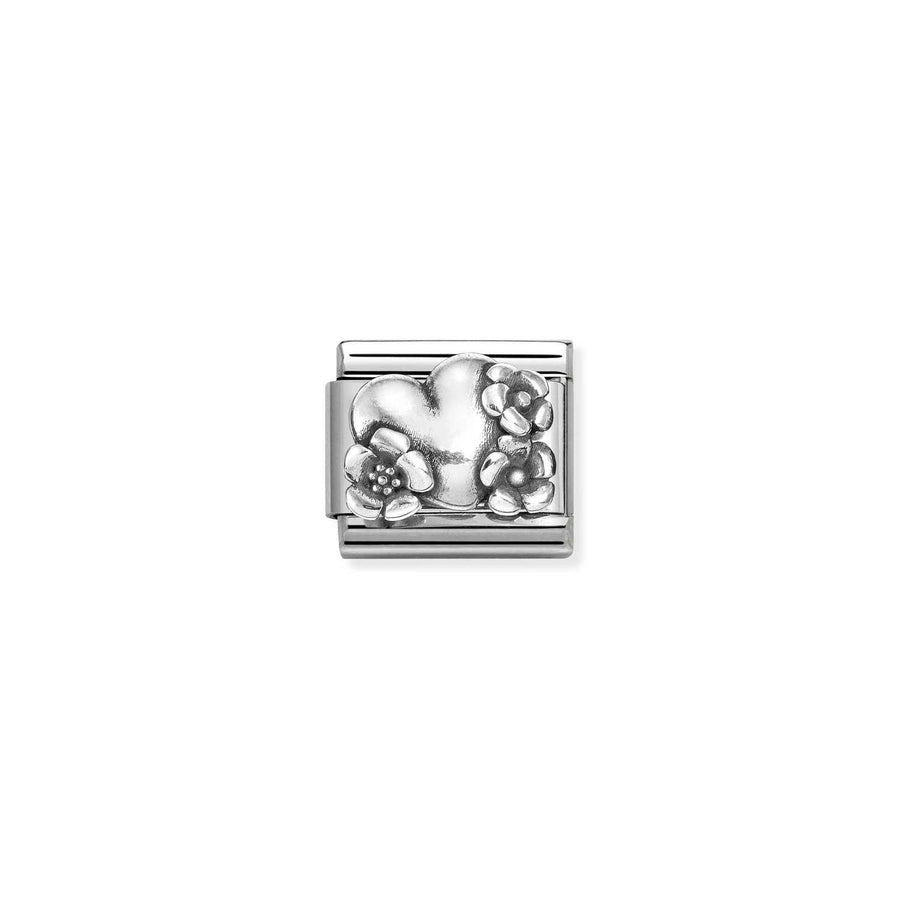 Charm Symbole Cœur With Fleurs - Argent Sterling