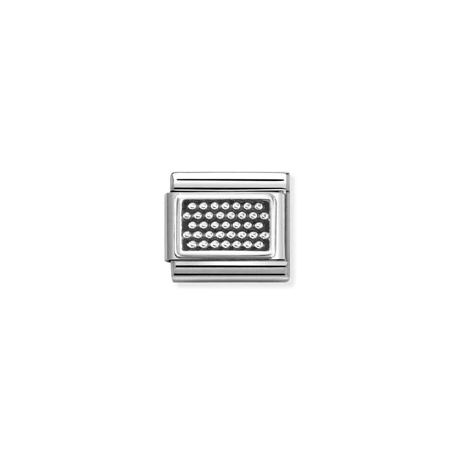 Charm Plaque Striped Dots - Argent Sterling