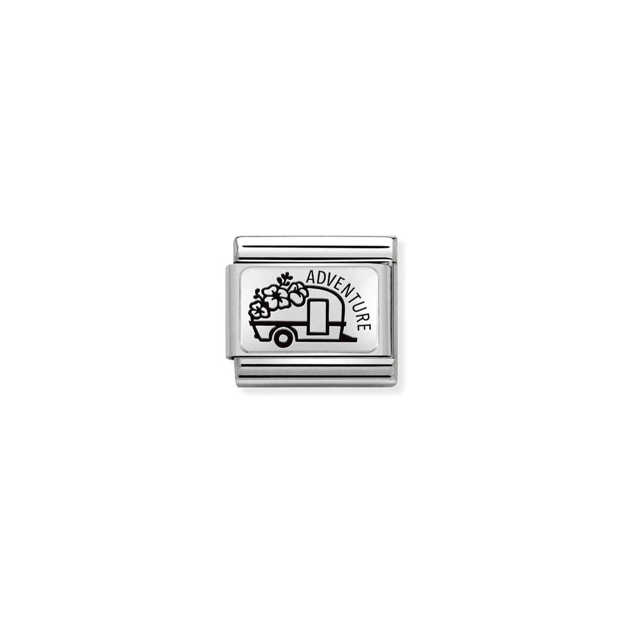 Charm Plaque Caravan Fleurs - Argent Sterling
