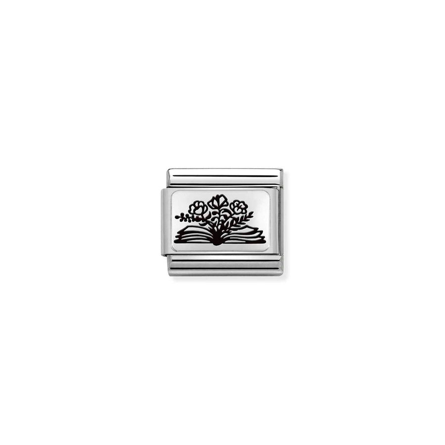 Charm Plaque Book Fleurs - Argent Sterling