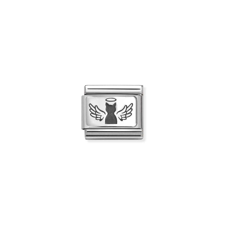 Charm Plaque Ange Chat - Argent Sterling