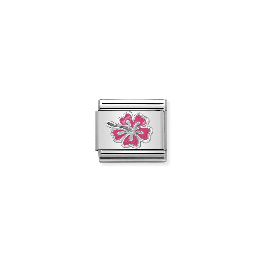 Charm Symbole Hibiscus Rose - Émail
