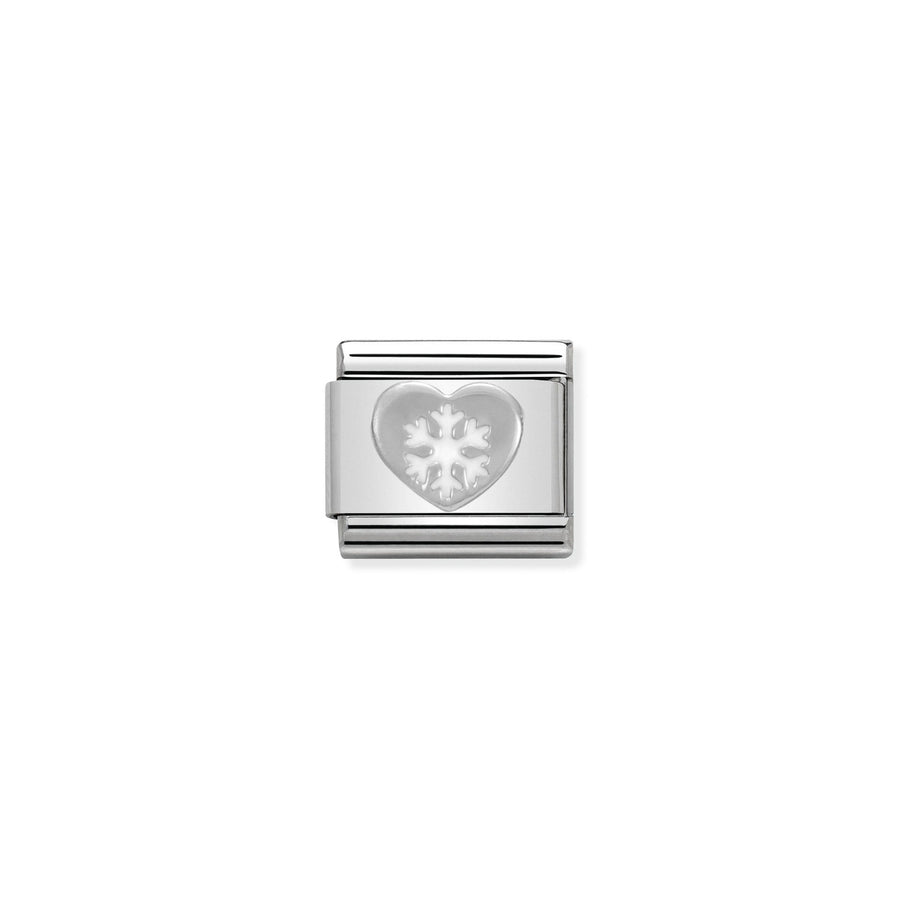 Charm Symbole Cœur With Snowflake - Émail