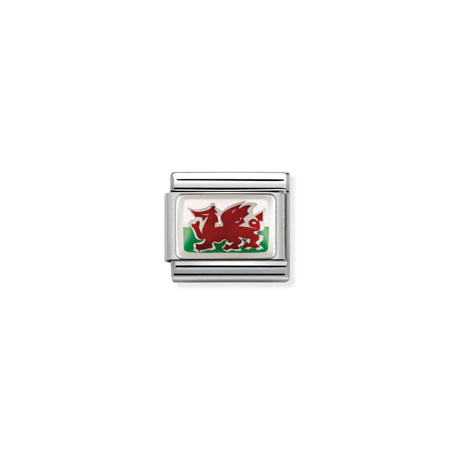 Charm Drapeau Wales - Argent Sterling