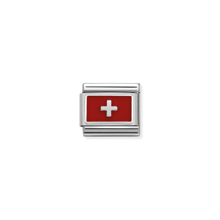 Charm Drapeau Switzerland - Argent Sterling