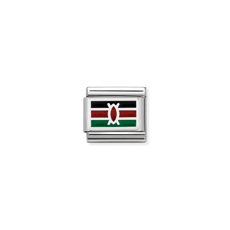 Charm Drapeau Kenya - Argent Sterling