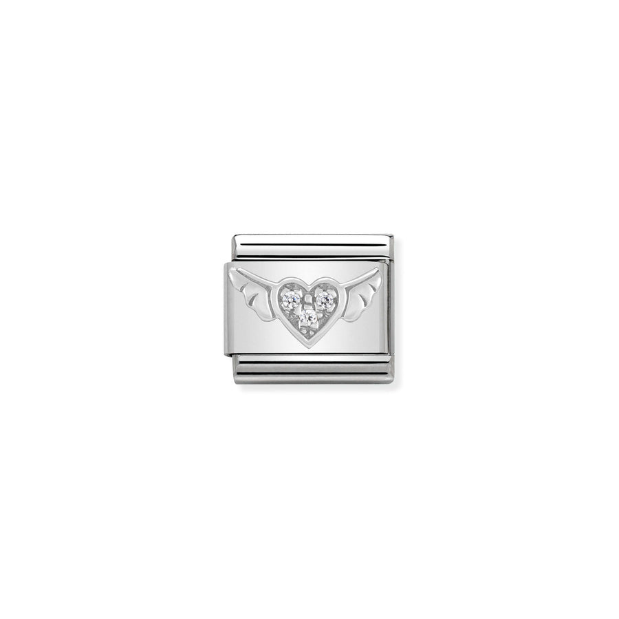 Charm Symbole Flying Cœur With Cz - Argent Sterling