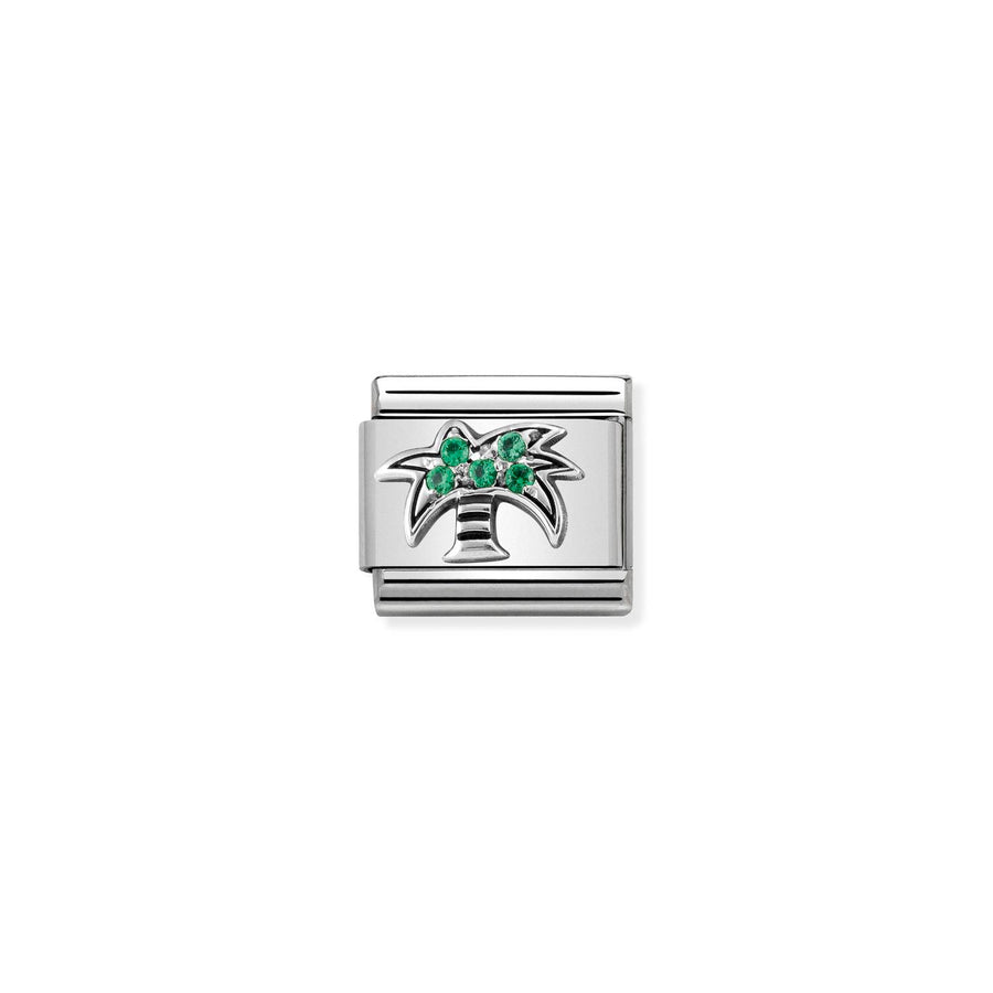 Charm Symbole Palm With Vert Cz - Argent Sterling