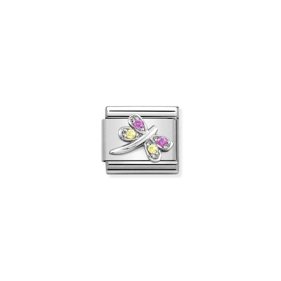 Charm Symbole Lilac And Jaune Libellule - Argent Sterling