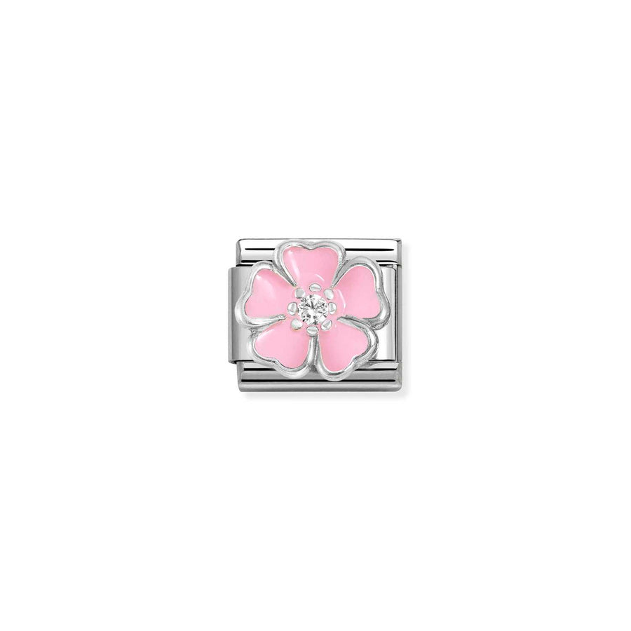 Charm Symbole Blanc Rose Peach Blossom - Émail