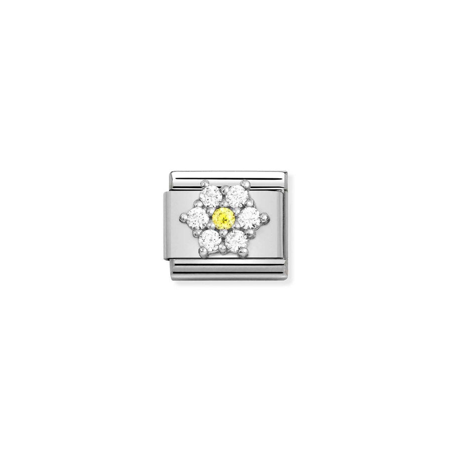 Charm Symbole Rich Blanc And Jaune Fleur - Argent Sterling
