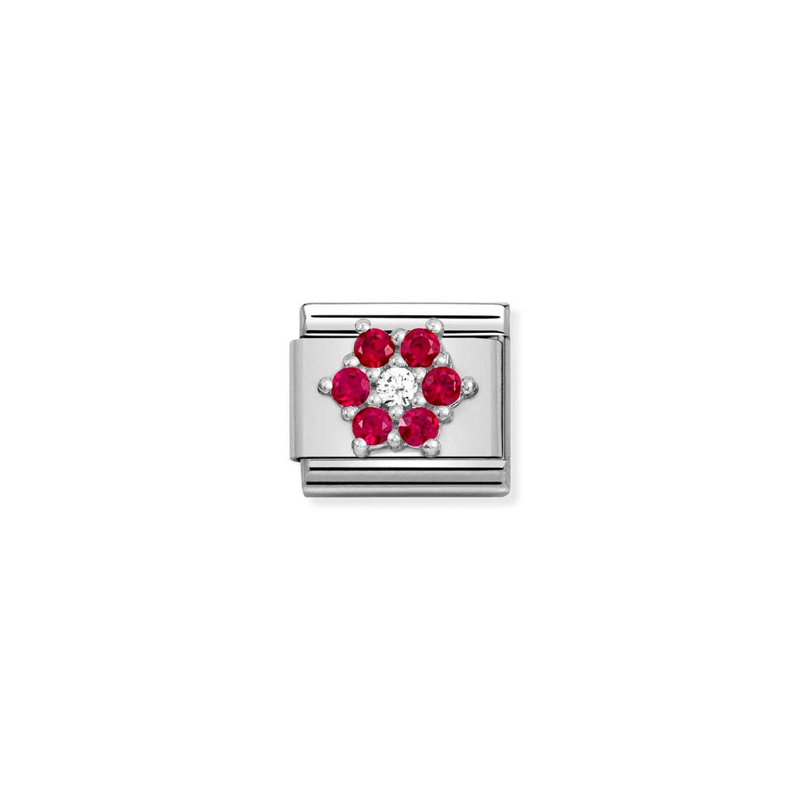 Charm Symbole Rich Rouge And Blanc Fleur - Argent Sterling