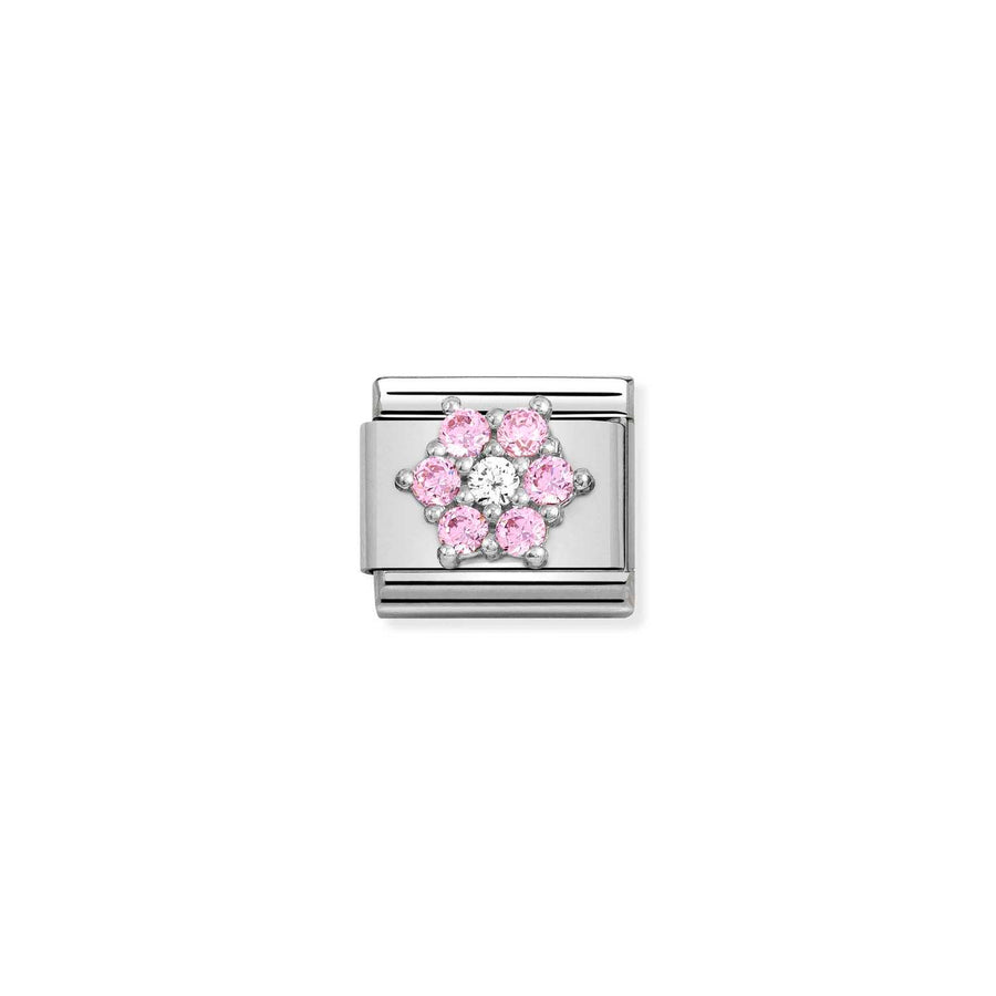Charm Symbole Rich Rose And Blanc Fleur - Argent Sterling